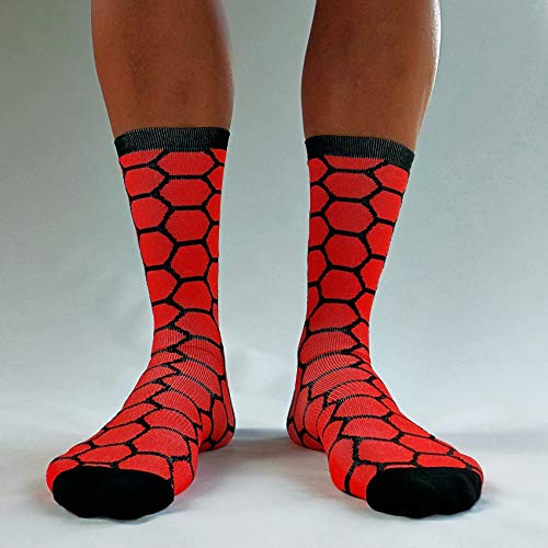 PERRO LOCO Calcetines compresivos de Ciclismo con Refuerzo en prepuntera. Edición Limitada. (Ride OR Die Rojo, 43-45)