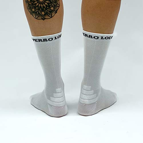 PERRO LOCO Calcetines compresivos para Running o Ciclismo con Refuerzo en prepuntera. Cosidos en Coolmax y Meryl. Edición Limitada. (Elegance Pack, 46-48)