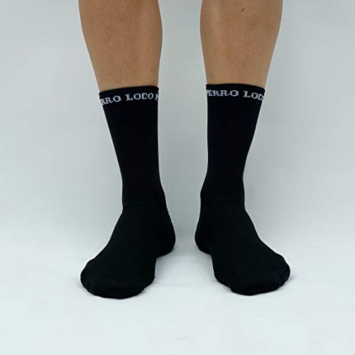 PERRO LOCO Calcetines compresivos para Running o Ciclismo con Refuerzo en prepuntera. Cosidos en Coolmax y Meryl. Edición Limitada. (Elegance Pack, 46-48)