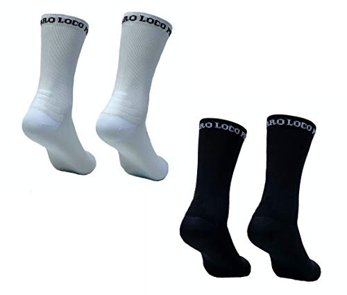 PERRO LOCO Calcetines compresivos para Running o Ciclismo con Refuerzo en prepuntera. Cosidos en Coolmax y Meryl. Edición Limitada. (Elegance Pack, 46-48)
