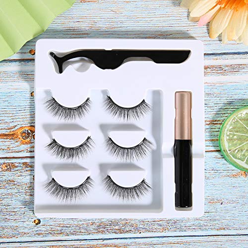 Pestañas Postizas Juego de Pinzas de Delineador de Ojos Líquido Magnético Para Pestañas Postizas Para Una Herramienta de Maquillaje de Ojos Más Grande Y Encantadora Para Mujeres (3 pares)