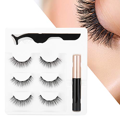 Pestañas Postizas Juego de Pinzas de Delineador de Ojos Líquido Magnético Para Pestañas Postizas Para Una Herramienta de Maquillaje de Ojos Más Grande Y Encantadora Para Mujeres (3 pares)