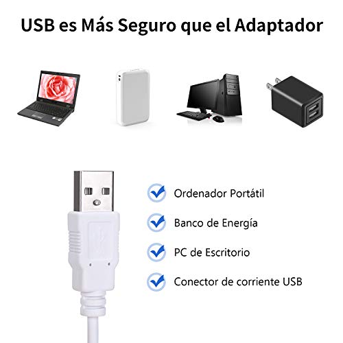 PEYOU Luces de Espejo Maquillaje, 5.5m Kit LED Luz de Tocador con 10 Bombillas Regulables y 20 pcs Pegatinas, Carga USB, 3 Modos Ajustable de Color de Luz(Sin Espejo y Cargador USB)
