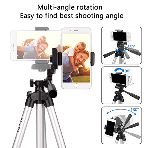 PEYOU Trípode Móvil 106cm (42"), [4 en 1] Trípode Cámara con Obturador Remoto Bluetooth, Soporte de móvil y Bolsa, Trípode para iPhone X /8 Plus /7/6 Plus, HUAWEI, Cámara DSLR Canon, Nikon, Sony