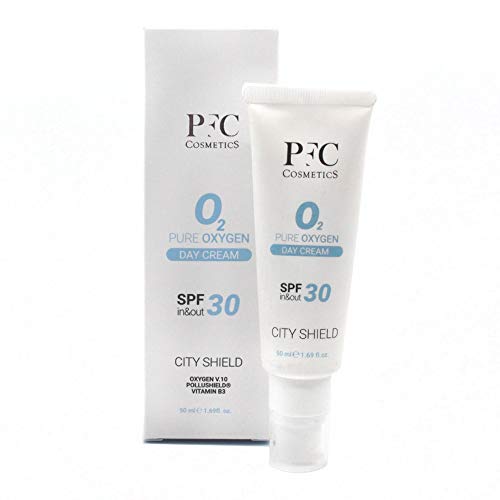 PFC Cosmetic Crema Solar Mineral Sun Protect Pure Oxygen City Shield SPF 30 Loción Solar con Vitamina B3 Pollushield Poliplant® Algas Marinas Agascalm y Oxígeno V10 Protección UVA UVB.