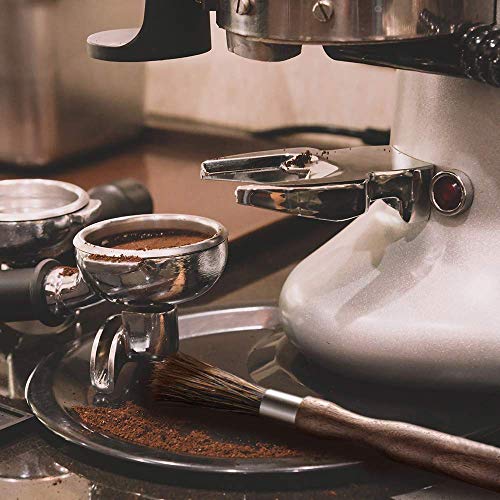 PHILED Cepillo de Molinillo de café, Cepillo de Limpieza para máquina de Espresso Cerdas de jabalí Natural Mango de Nuez con cordón, Herramienta de café para Barista Home Kitchen