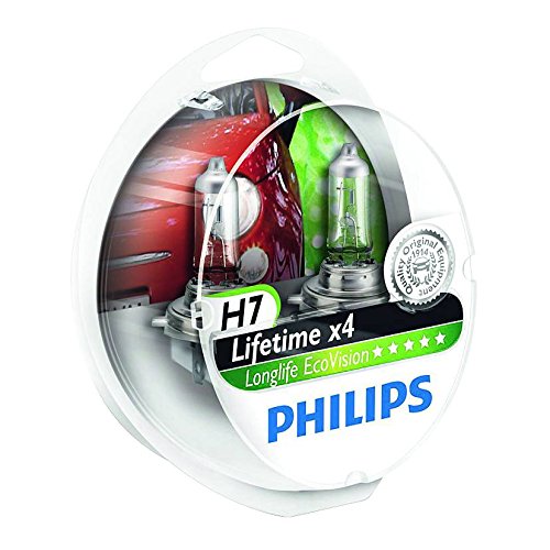 Philips 12972LLECOS2 LongLife EcoVision - Bombillas para faros delanteros (H7, 2 unidades)