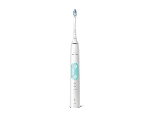 Philips Sonicare ProtectiveClean HX6857/17 - Cepillo de dientes eléctrico con sensor de presión, tecnología BrushSync, 3 modos de limpieza con 2 cabezales y estuche de viaje, color blanco