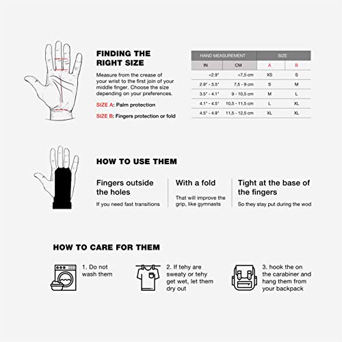 PICSIL Calleras RX Carbon para Cross Training 3 Agujeros Agarre y Protector de Mano o Guantes para Gimnasia Unisex para Hombres y Mujeres en Deportes Calistenia Halterofilia (Talla XL, Rojo)
