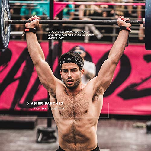 PICSIL Calleras RX Carbon para Cross Training 3 Agujeros Agarre y Protector de Mano o Guantes para Gimnasia Unisex para Hombres y Mujeres en Deportes Calistenia Halterofilia (Talla XL, Rojo)