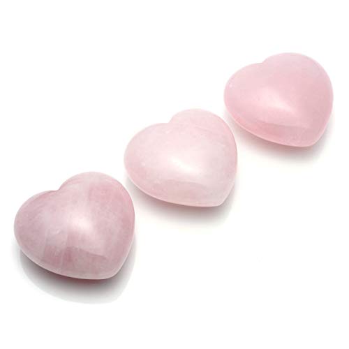 Piedra de cuarzo rosa de QGEM, con forma de corazón, curativa, de 45 mm 
