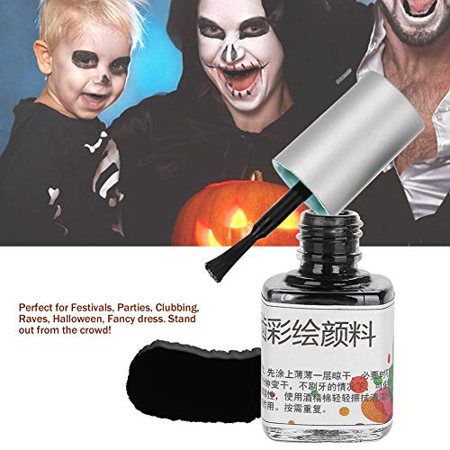 Pigmento del diente, 7ml Color colorido no tóxico diente coloreado pintura pigmento para Halloween Cosplay Masquerade(negro)