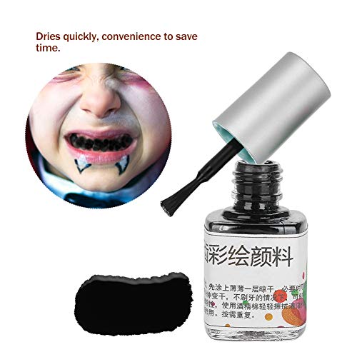Pigmento del diente, 7ml Color colorido no tóxico diente coloreado pintura pigmento para Halloween Cosplay Masquerade(negro)
