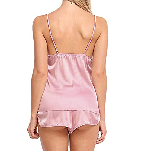 Pijamas sexy para las mujeres Lencería ropa de dormir Satén Seda Babydoll Encaje Up Nightwear Pijamas Conjunto Femenino