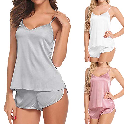 Pijamas sexy para las mujeres Lencería ropa de dormir Satén Seda Babydoll Encaje Up Nightwear Pijamas Conjunto Femenino