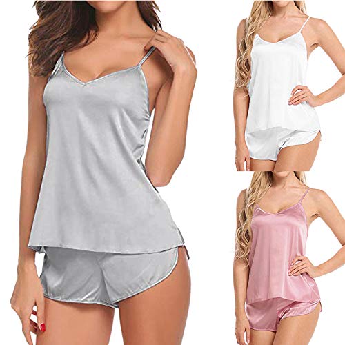 Pijamas sexy para las mujeres Lencería ropa de dormir Satén Seda Babydoll Encaje Up Nightwear Pijamas Conjunto Femenino