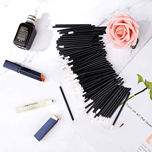 Pinceles Desechables para Colocar Brillo de Labios, 200pcs Brochas Pintalabios Corrector Cepillos Labio Varitas Aplicador Perfecto Maquillaje Herramienta Kits, Negro