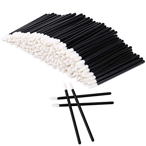 Pinceles Desechables para Colocar Brillo de Labios, 200pcs Brochas Pintalabios Corrector Cepillos Labio Varitas Aplicador Perfecto Maquillaje Herramienta Kits, Negro