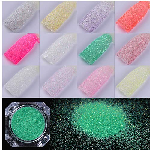 PiniceCore Nail 1 g de Arena de Verano holográfica azúcar del Brillo del Polvo de uñas de Colores del Pigmento del Arte del Clavo de 12 Colores de Caramelo Nacido Bastante