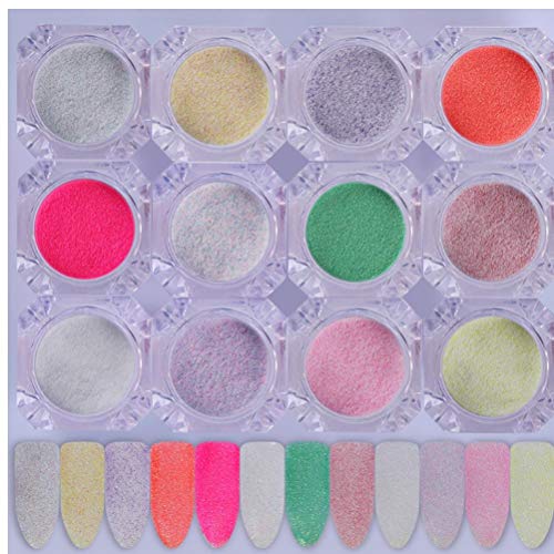 PiniceCore Nail 1 g de Arena de Verano holográfica azúcar del Brillo del Polvo de uñas de Colores del Pigmento del Arte del Clavo de 12 Colores de Caramelo Nacido Bastante