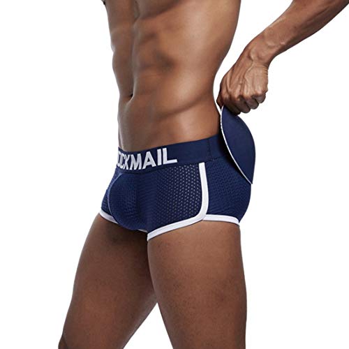 Pinji - Bóxers Ajustado para Hombre con Cojín Rellenos de Esponjas Delanteras y Traseras, Ropa Interior Calzoncillos Underwear de Malla Transpirable Y Cómodo