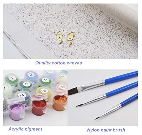 Pintar por Numeros Adultos Niños, DIY Pintura, Chica desnuda junto a la ventana - Con Marco de Madera - 40x50cm