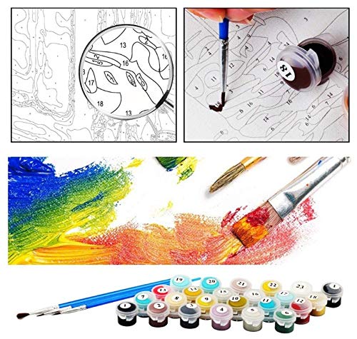 Pintar por Numeros Adultos Niños, DIY Pintura, Chica desnuda junto a la ventana - Con Marco de Madera - 40x50cm