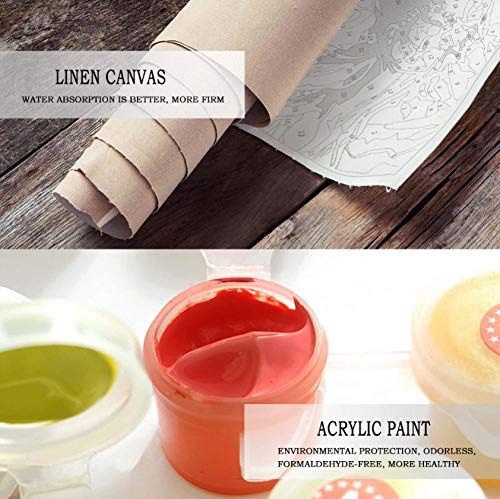 Pintar por Numeros Adultos Niños, DIY Pintura, Chica desnuda junto a la ventana - Con Marco de Madera - 40x50cm