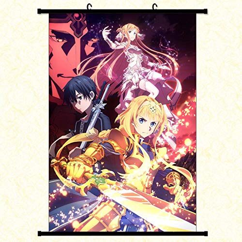 Pinturas de anime japonesas Sword Art Online Scroll Poster Exposición de hombre Sword art Online-40X60 CM