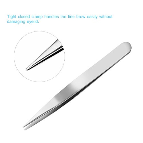 Pixnor Pinzas apuntadas y rectas profesionales, tijeras de la ceja y pestañas falsas Kit del aplicador de la extensión Herramientas del maquillaje