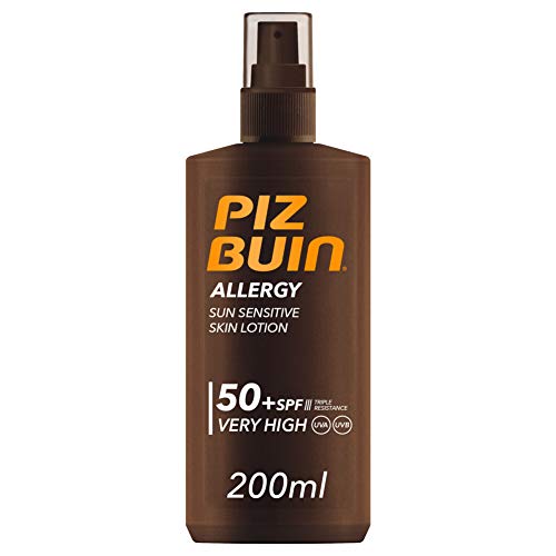 Piz Buin,Allergy,Spray Piel Sensible, SPF 50+, 200ml + After Sun Loción Intensificadora del bronceado,200ml + Moisturising Stick Labial,SPF 30,4,9g