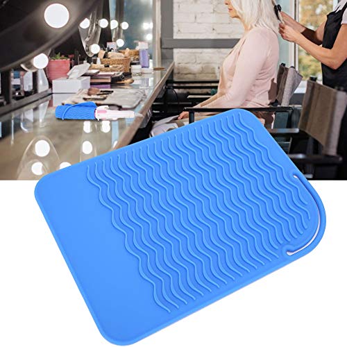 Plancha de Pelo de Silicona Funda Resistente Al Calor Rizador de Pelo de Viaje Mat Antideslizante Para Peluquería de Salón (Blue)