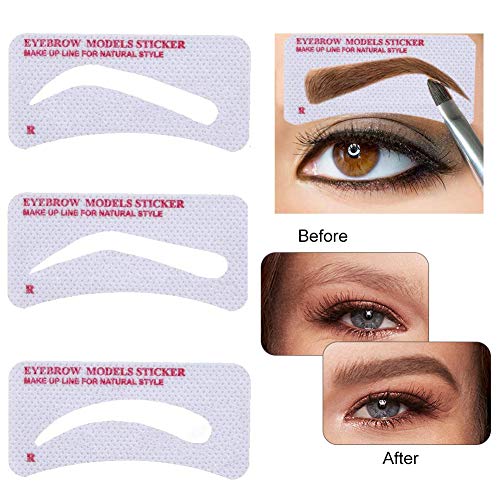 Plantillas Para Cejas, Plantilla para Depilar Cejas, Plantillas para Cejas Mujer, Plantillas de Microcuchillas para Principiantes, 48 Pares