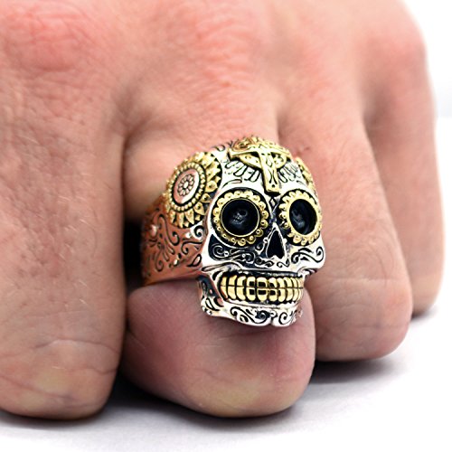 Plata de Ley, azúcar de calavera anillo para hombre – 1 oz de plata hecho a mano