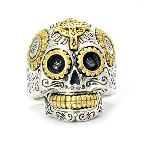 Plata de Ley, azúcar de calavera anillo para hombre – 1 oz de plata hecho a mano