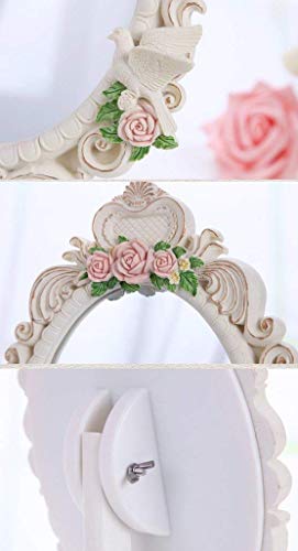 PLLP Espejo de Maquillaje, Espejo Creativo Europea Princesa Espejo Espejo de Baño de Escritorio Portátil de Alta Definición Cosmética Resina de Escritorio Solo Lado Del Salón de Belleza Del Espejo, B