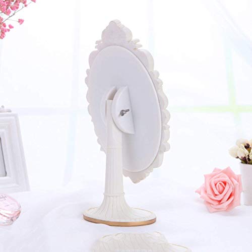 PLLP Espejo de Maquillaje, Espejo Creativo Europea Princesa Espejo Espejo de Baño de Escritorio Portátil de Alta Definición Cosmética Resina de Escritorio Solo Lado Del Salón de Belleza Del Espejo, B