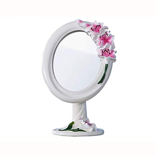 PLLP Espejo de Maquillaje, Espejo Europea de Escritorio Simple Creativa Encimera Manera Del Espejo Espejo Lindo Vestir Princesa de Belleza, 4 Colores,# 1 Blanco