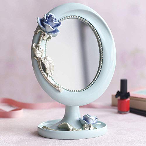 PLLP Espejo de Maquillaje, Europeo Solo Lado Creativo de Maquillaje Espejo de la Manera de la Resina de Escritorio de Escritorio Salón de Belleza Vestir Espejo Espejo Retro Boda Verde