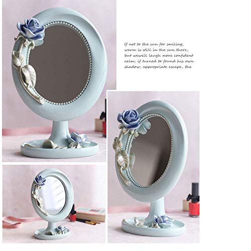 PLLP Espejo de Maquillaje, Europeo Solo Lado Creativo de Maquillaje Espejo de la Manera de la Resina de Escritorio de Escritorio Salón de Belleza Vestir Espejo Espejo Retro Boda Verde