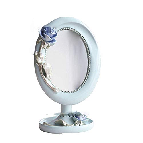 PLLP Espejo de Maquillaje, Europeo Solo Lado Creativo de Maquillaje Espejo de la Manera de la Resina de Escritorio de Escritorio Salón de Belleza Vestir Espejo Espejo Retro Boda Verde