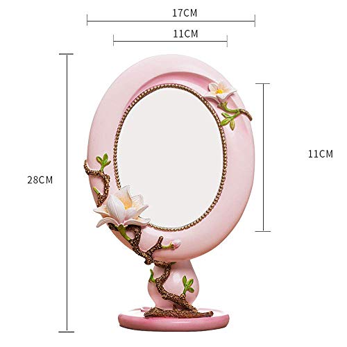 PLLP Espejo de Maquillaje, Europeo Solo Lado Creativo de Maquillaje Espejo de la Manera de la Resina de Escritorio de Escritorio Salón de Belleza Vestir Espejo Espejo Retro Del Boda Del Rosa