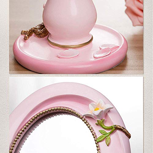 PLLP Espejo de Maquillaje, Europeo Solo Lado Creativo de Maquillaje Espejo de la Manera de la Resina de Escritorio de Escritorio Salón de Belleza Vestir Espejo Espejo Retro Del Boda Del Rosa