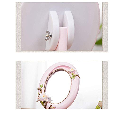 PLLP Espejo de Maquillaje, Europeo Solo Lado Creativo de Maquillaje Espejo de la Manera de la Resina de Escritorio de Escritorio Salón de Belleza Vestir Espejo Espejo Retro Del Boda Del Rosa
