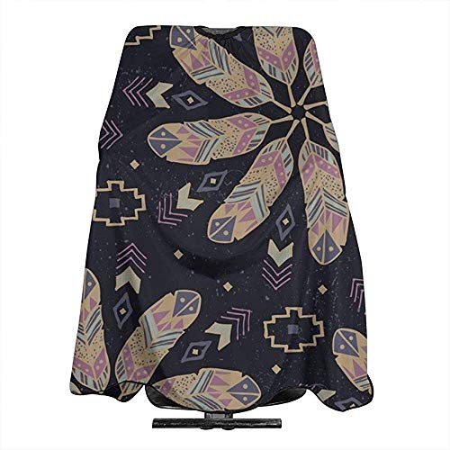 Plumas de Bohemia (Azul Marino y Dorado) Corte de Pelo Peluquería Capa Delantal de Tela Peluquería Peluquería Cape Family Barber Salon