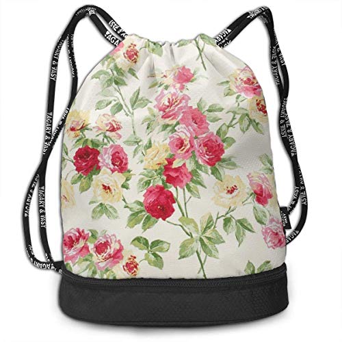 PmseK Multipurpose Mochila con Cordón for Men & Women, Blossom of Sakura Tree Silhouette Spring Decorative Seasonal Nature Illustration Print,Tote Sack Large Storage Sackpack for Gym Travel Hiking