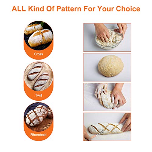 Podazz Herramienta de Corte de Pan, maquinilla de Afeitar para Hacer Masa, Accesorios de Corte con Mango de Madera, Hoja de Acero Inoxidable, Corte de Pan, horneado DIY