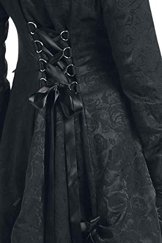 Poizen Industries Abrigo Alice Rose Mujer Abrigo de Invierno Negro M, 100% poliéster, Schnürung Regular