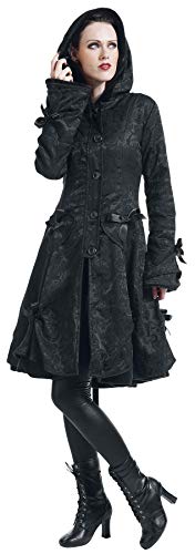 Poizen Industries Abrigo Alice Rose Mujer Abrigo de Invierno Negro M, 100% poliéster, Schnürung Regular
