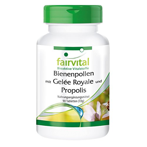 Polen de Abeja con Jalea Real y Propóleos - Dosis elevada - 90 Comprimidos - Calidad Alemana